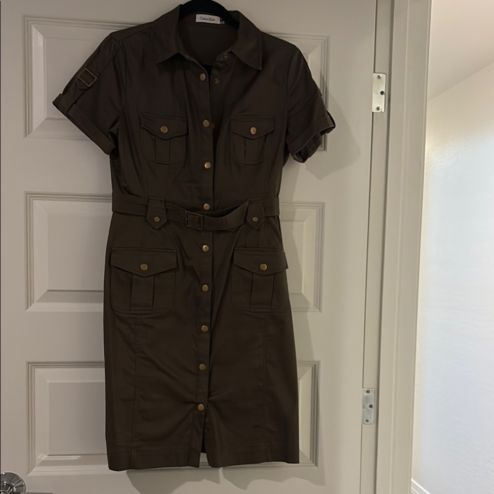 Stylish Green Cargo Shirtdress